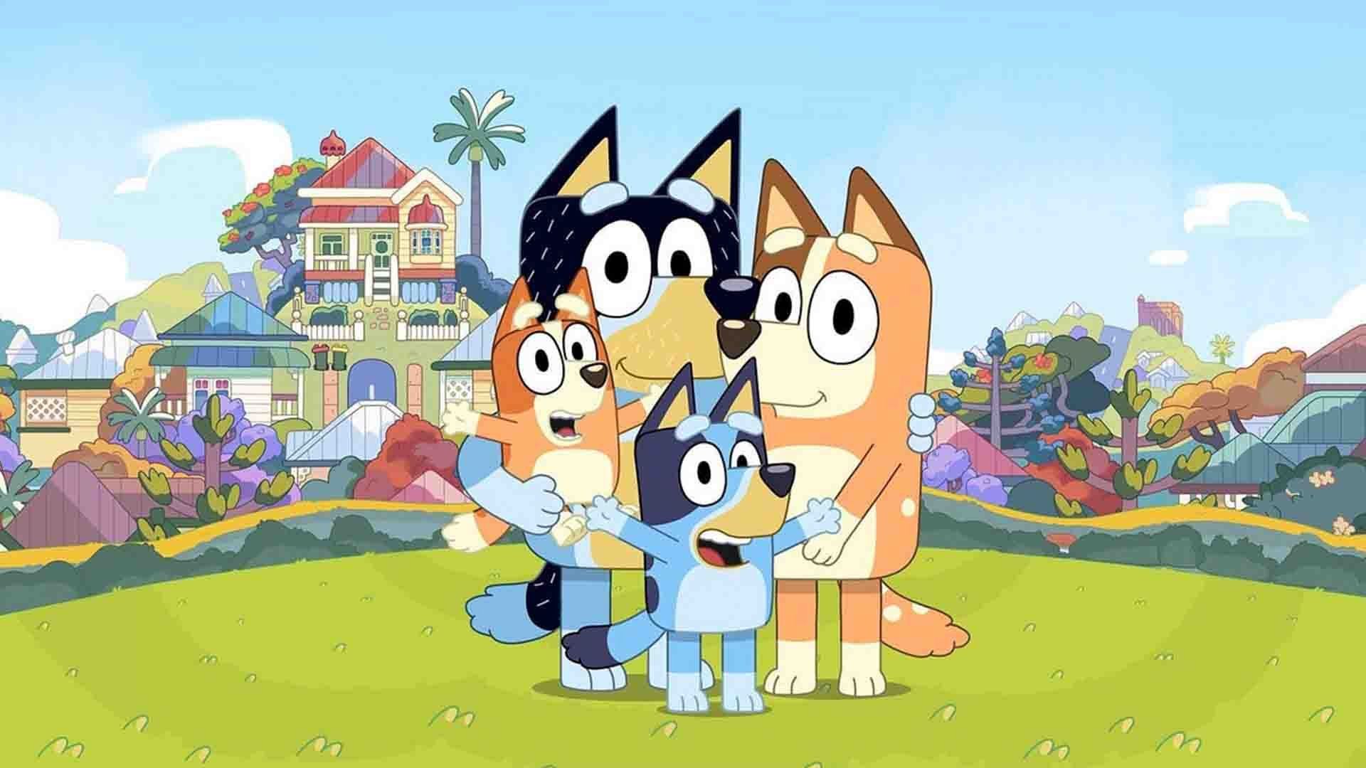 بلوئی به همراه دیگر اعضای خانواده خود در سریال Bluey