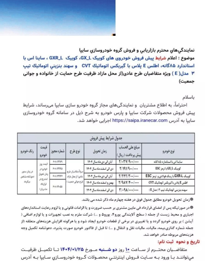 شرایط فروش سایپا در فروردین ۱۴۰۴/خریداران در طرح‌های فروش سایپا با چه ضرر‌هایی روبه رو هستند؟