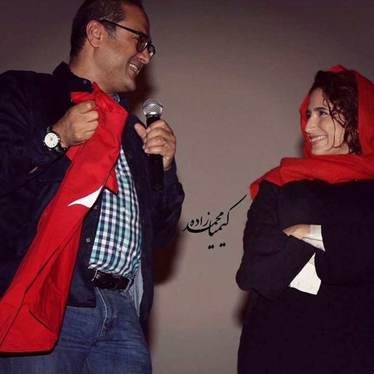 ست قرمز رامبد جوان و همسرش+عکس