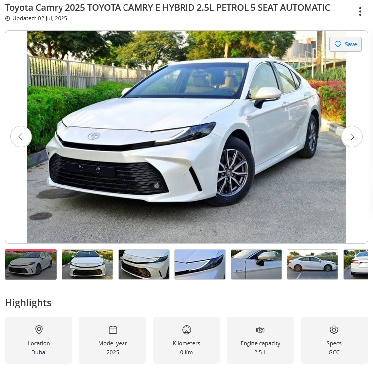 Screenshot 2025-07-02 at 19-49-22 New 2025 TOYOTA CAMRY E HYBRID 2.5L PETROL 5 SEAT AUTOMATIC 2025 for sale in Dubai - 802373