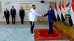 استقبال رئیس جمهور مصر از صلاح و یارانش