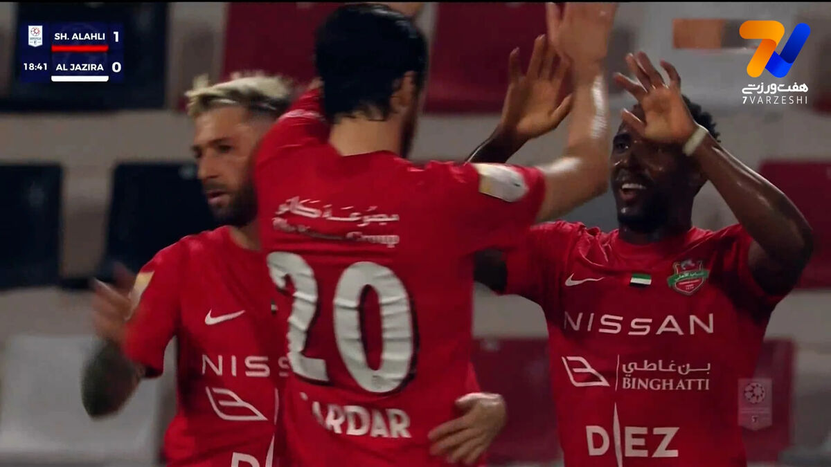 پاس گل سردار آزمون؛ گل اول شباب الاهلی به به الجزیره امارات