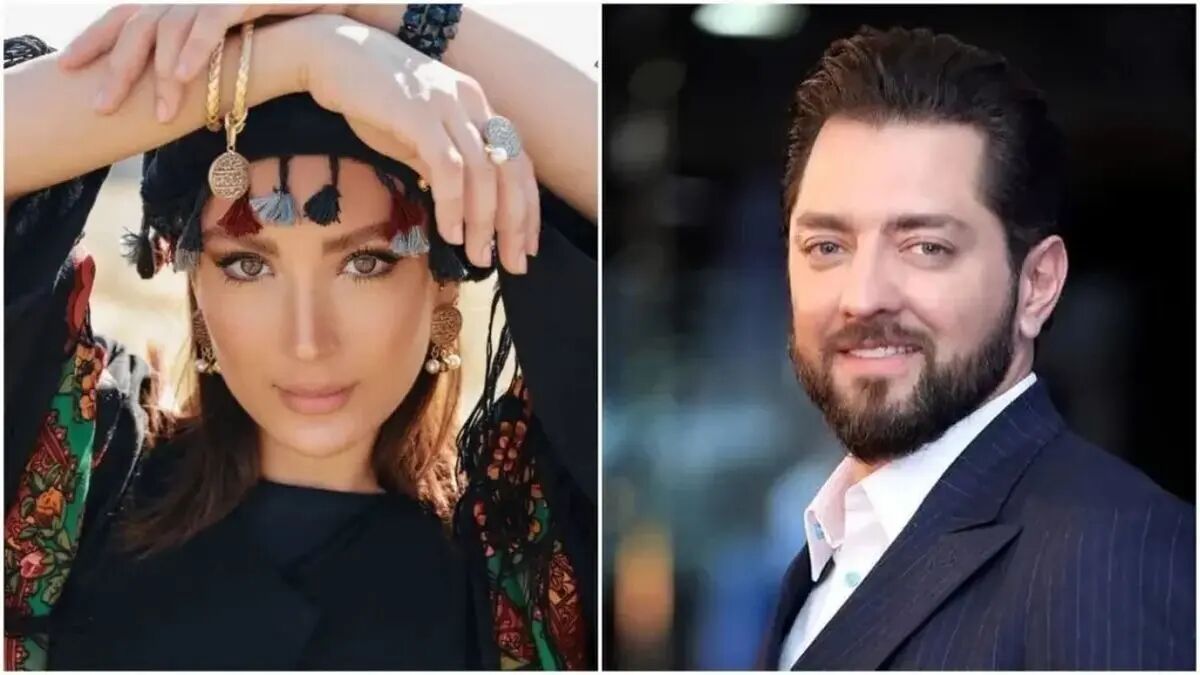 عکس خصوصی بهرام رادان درکنار مینا مختاری و فرزندش