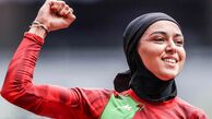 عشق و عاشقی فرزانه فصیحی دونده خوش استایل ایران با همسرش در ورزشگاه+عکس آغوش کشیدن