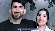 حضور عاشقانه اکرم بانو همسر علیرضا بیرانوند در ورزشگاه آزادی برای تشویق پرسپولیس +عکس